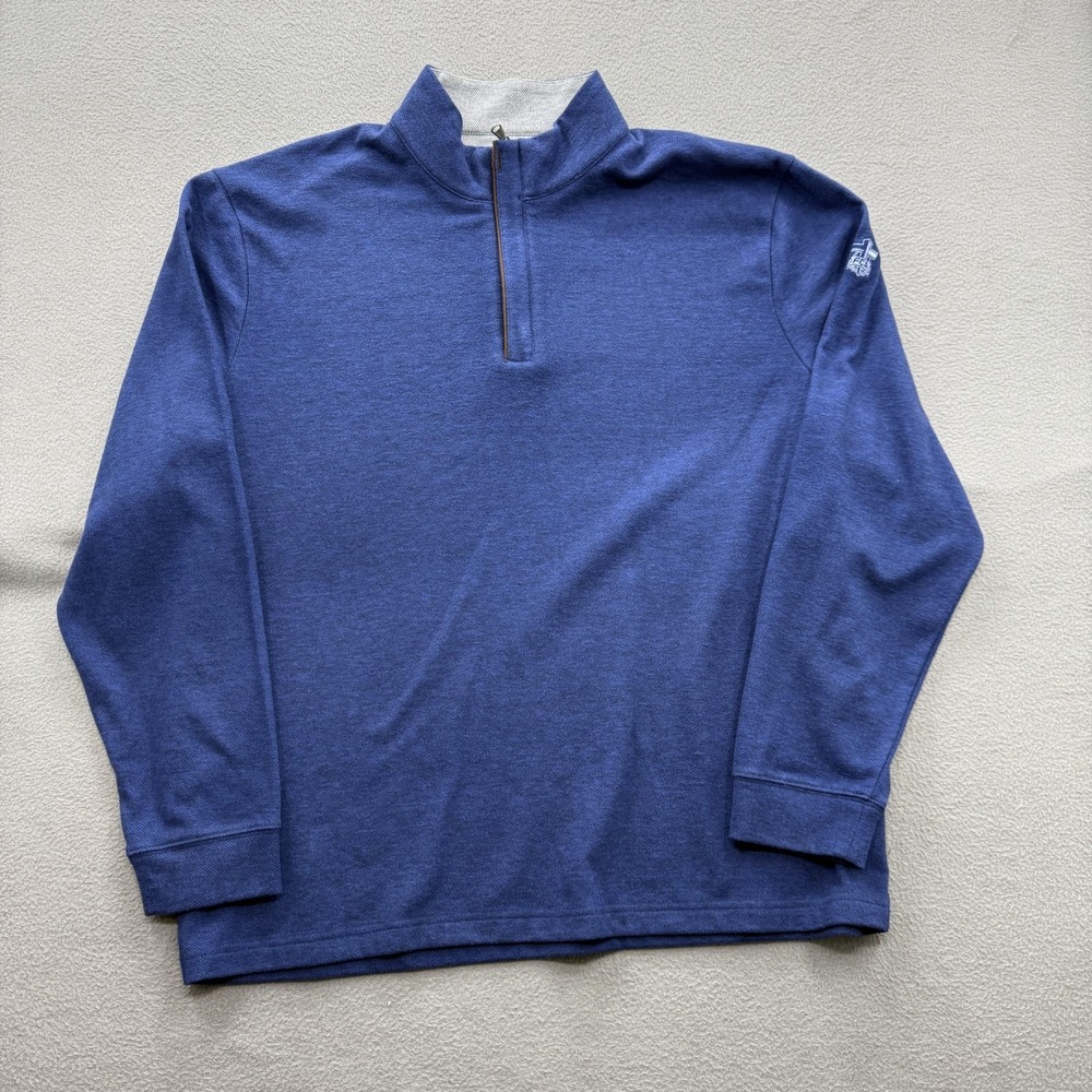 Johnnie O Pullover Mens 2XL Blue Quarter Zip Long Sleeve FCA Cross Logo